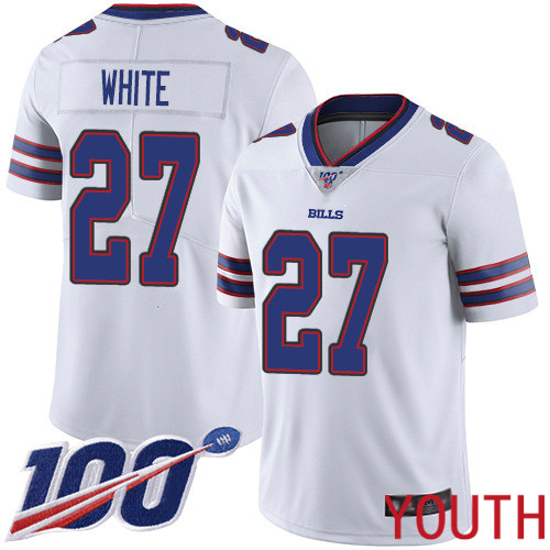 Youth Buffalo Bills #27 Tre Davious White White Vapor Untouchable Limited Player 100th Season NFL Jersey->youth nfl jersey->Youth Jersey